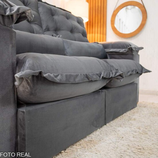 Sof� Retr�til Reclin�vel Maldivas 2,10m Veludo Grafite A15
