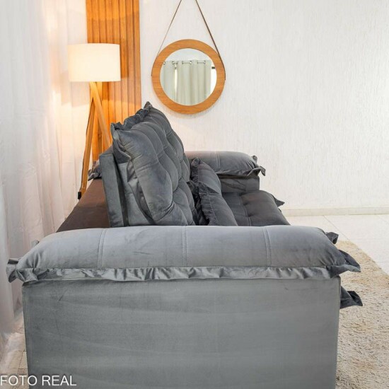 Sof� Retr�til Reclin�vel Maldivas 2,10m Veludo Grafite A15