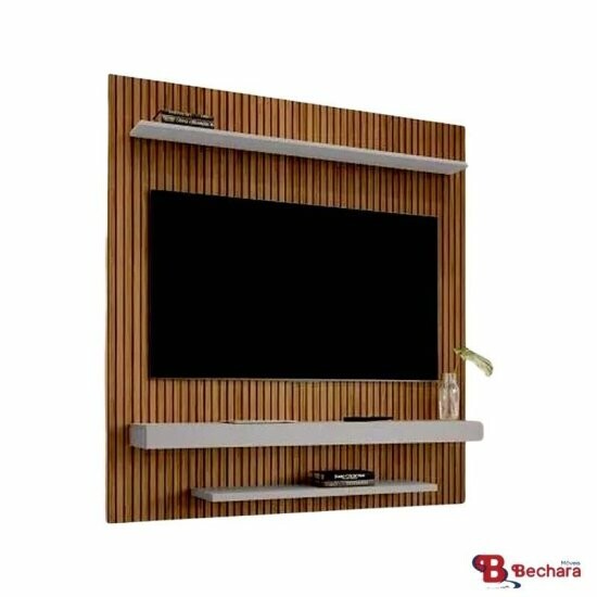 Painel 1,50m Leme Ripado/Off White com Impress�o Ripada 3D para TV at� 60\" - Bechara