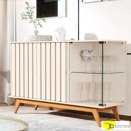 Buffet Açai Luxo Ripado com 3 Portas larg. 1.36m Off JB Bechara
