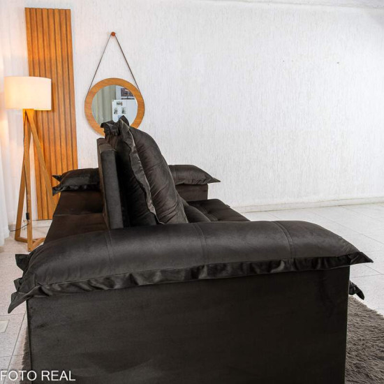 Sof� Retr�til Reclin�vel Maldivas 2,50m Veludo Marrom A17