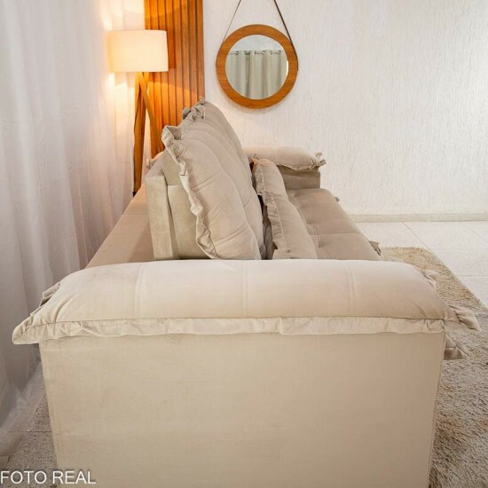 Sof Retrtil Reclinvel Maldivas 2.50m Veludo Bege A32 - Espuma Pr Aditivada