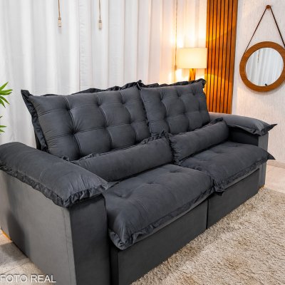 Sof� Retr�til Reclin�vel Maldivas 2,30m Veludo Grafite A15