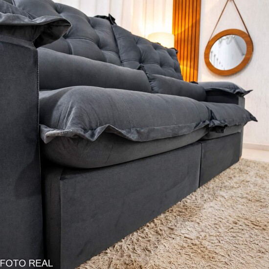 Sof� Retr�til Reclin�vel Maldivas 2,30m Veludo Grafite A15