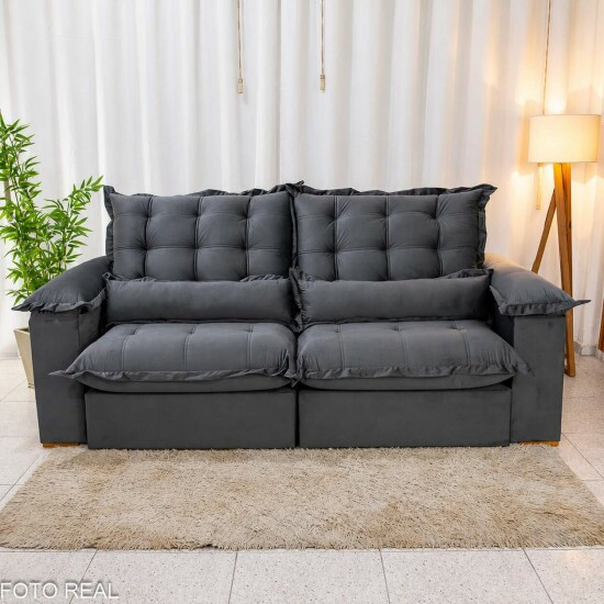 Sof� Retr�til Reclin�vel Maldivas 2,30m Veludo Grafite A15