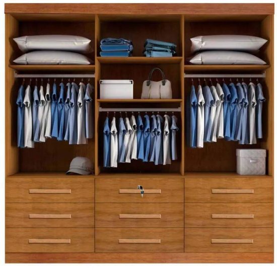 Guarda-roupa Casal 2,11m Turim Plus Nature 3 Portas 9 Gavetas 100% MDF - Bianchi