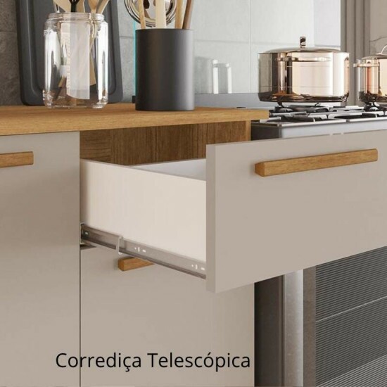 Cozinha 3 Pe�as Madri Cinamomo/Off: Balc�o + Paneleiro + A�reo - Sall�to