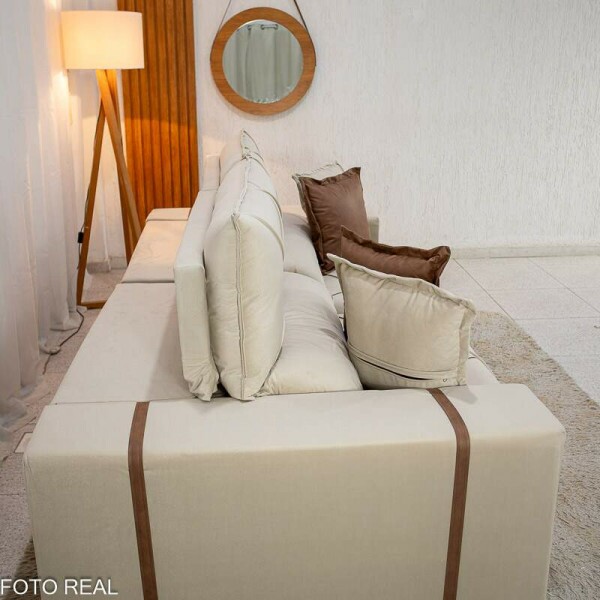Sof Retrtil Reclinvel Gran Bello 2.50m Veludo Bege Claro - Molas Ensacadas Pocket