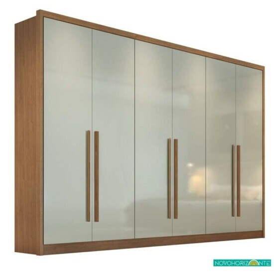 Guarda-roupa Casal Robust Plus Cumaru/Fendi 6 Portas 6 Gavetas 100% MDF Larg. 2.76m - Novo Horizonte