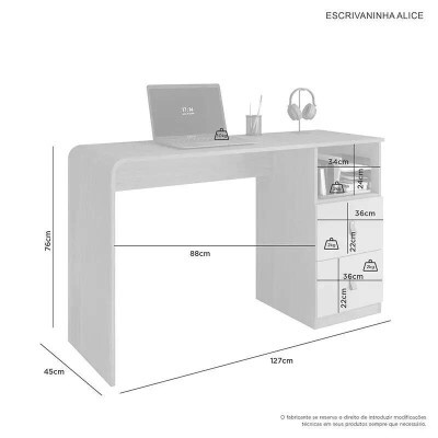 Escrivaninha Alice Cinamomo/Off larg. 1.27m - JCM
