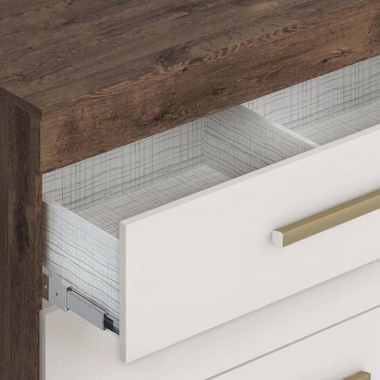 C�moda Rayane 100% MDF com 5 Gavetas e Sapateira Larg. 1.20m Branco ACP