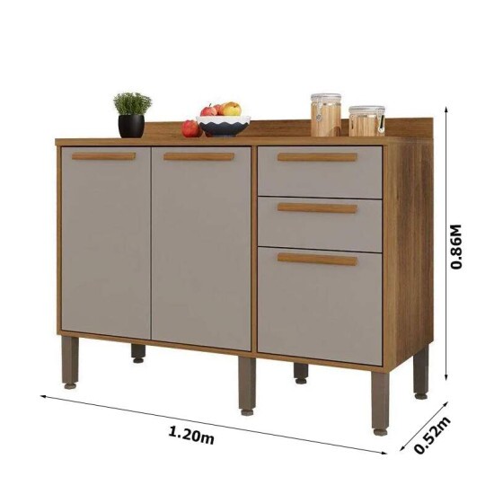Balco Flrida Cinamomo/Off 3 Portas 2 Gavetas Larg. 1.20m Sallto