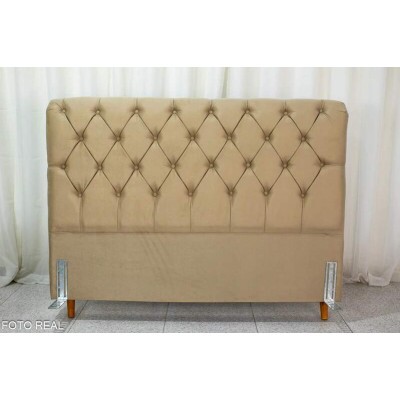 Cabeceira Queen Lavnia Veludo Bege Larg. 1.60m