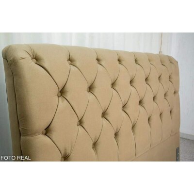 Cabeceira Queen Lavnia Veludo Bege Larg. 1.60m