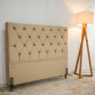 Cabeceira Casal Vit�ria Veludo Bege Larg. 1.40m