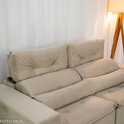 Sof Retrtil Reclinvel Bia 1.95m Veludo Bege - D28