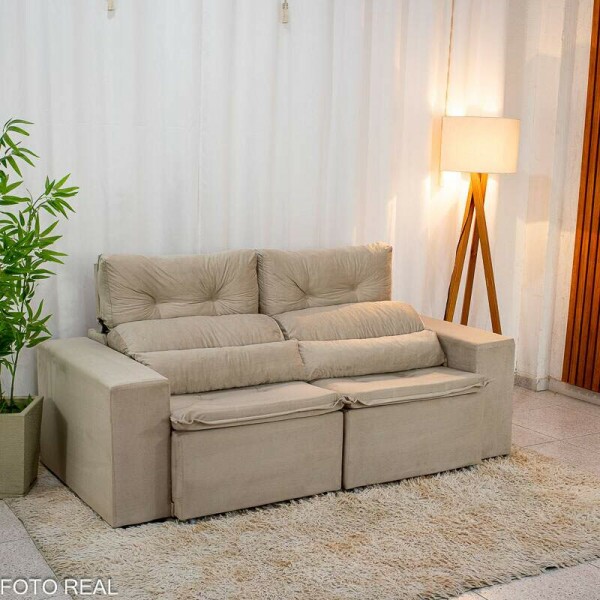 Sof Retrtil Reclinvel Bia 1.95m Veludo Bege - D28