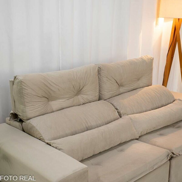 Sof Retrtil Reclinvel Bia 1.95m Veludo Bege - D28