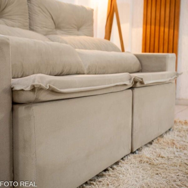 Sof Retrtil Reclinvel Bia 1.95m Veludo Bege - D28