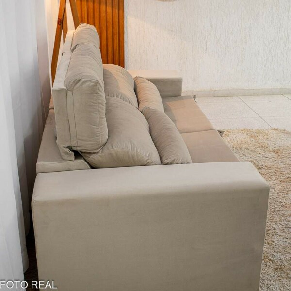 Sof Retrtil Reclinvel Bia 1.95m Veludo Bege - D28
