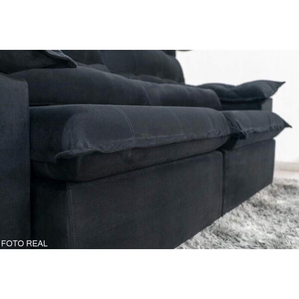 Sof Retrtil Reclinvel Emanuelly 2.30m Veludo Preto 21 - D28 Soft