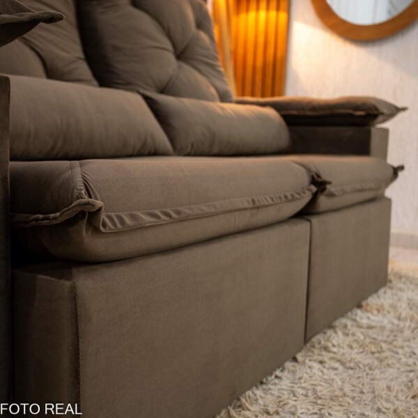 Sof Retrtil Reclinvel City 1.95m Veludo Marrom - D28