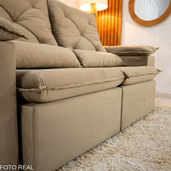 Sof Retrtil Reclinvel City 1.95m Veludo Bege - D28