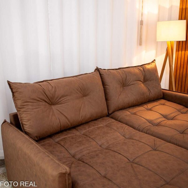 Sof Retrtil Reclinvel Andradas 2.20m Korino Marrom 410 Molas Ensacadas - Sem Caixa