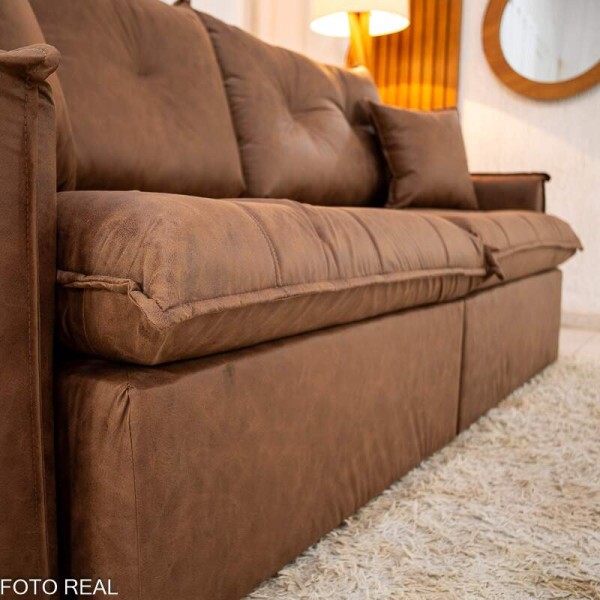 Sof Retrtil Reclinvel Andradas 2.20m Korino Marrom 410 Molas Ensacadas - Sem Caixa
