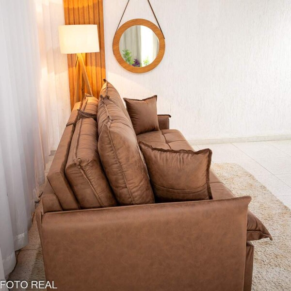 Sof Retrtil Reclinvel Andradas 2.20m Korino Marrom 410 Molas Ensacadas - Sem Caixa