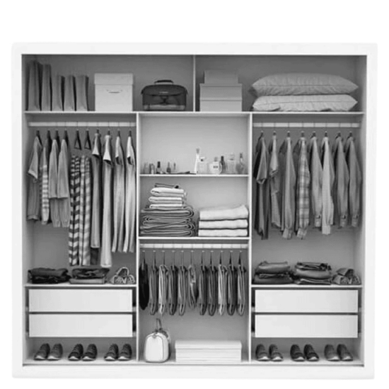 Guarda-Roupa Casal Veneza 3 Portas com Espelho Preto Larg. 1.88m - Carioca