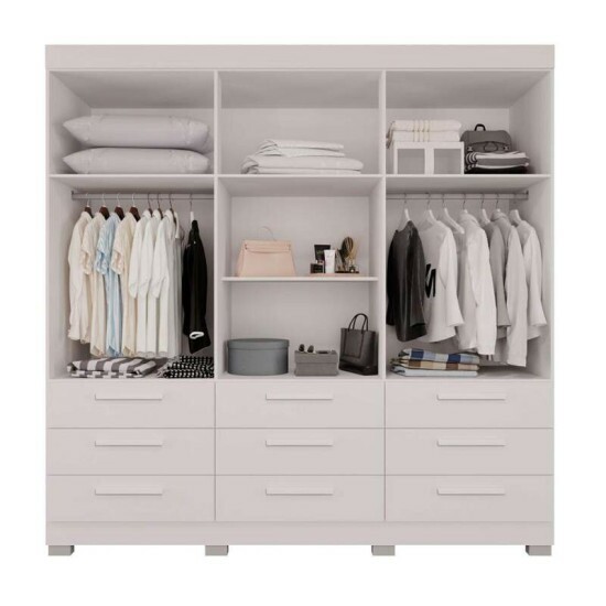 Guarda-roupa Casal Dinamarca Branco 6 Portas 9 Gavetas C/ps Larg. 1.80m - Sallto
