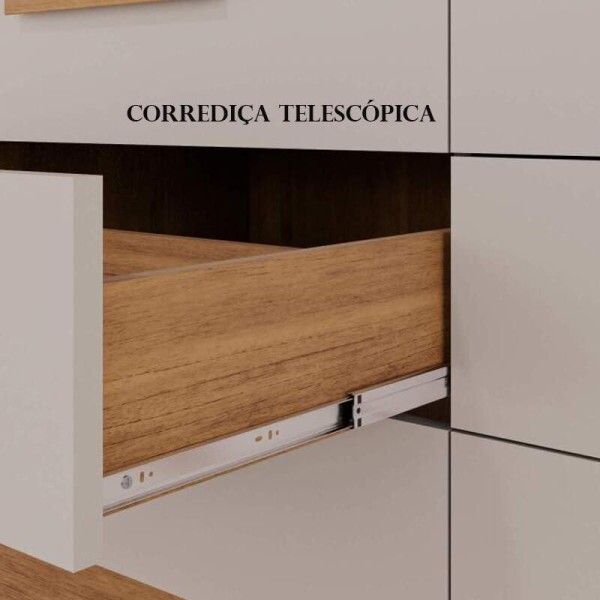 Roupeiro Dinamarca Cinamomo/Off 6 Portas 9 Gavetas C/ps Larg. 1.80m - Sallto