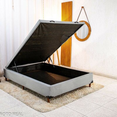 Box Ba Casal Carioca Sued Cinza 138x188x40 Blindado - Bioflex
