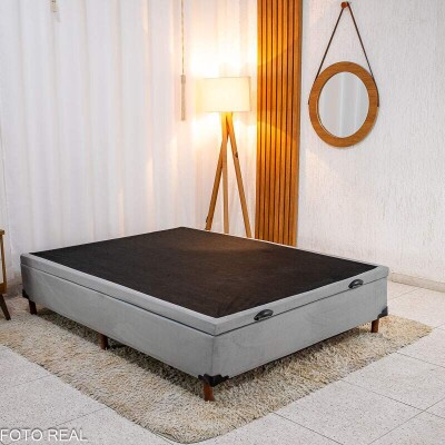 Box Ba Casal Carioca Sued Cinza 138x188x40 Blindado - Bioflex