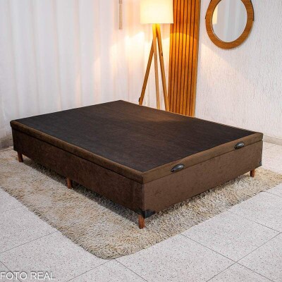 Box Ba Casal Carioca Sued Marrom 138x188x40 Blindado - Bioflex