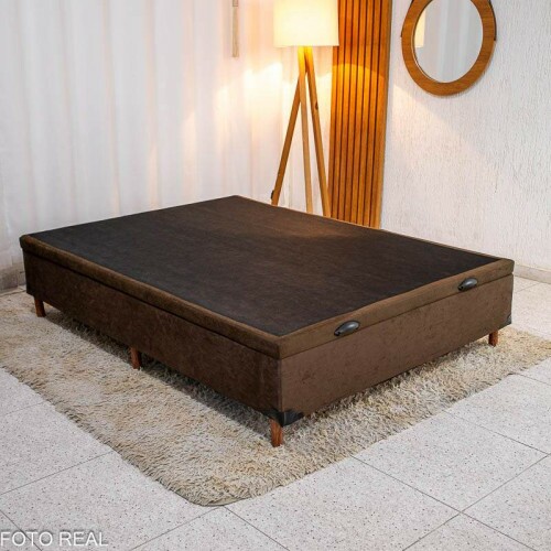 Box Ba Casal Carioca Sued Marrom 138x188x40 Blindado - Bioflex