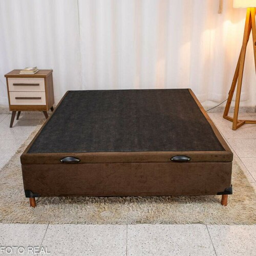 Box Ba Casal Carioca Sued Marrom 138x188x40 Blindado - Bioflex