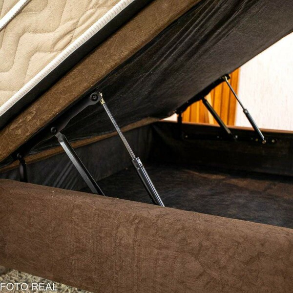 Box Ba Casal Carioca Sued Marrom Blindado + Colcho Casal Airflex 138x188x25 Molas Ensacadas - Bioflex