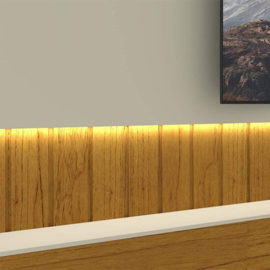 Home Suspenso 2,30m Soberano Reflecta Nature/Off com LED 100% MDF para TV at� 85\" - Gelius