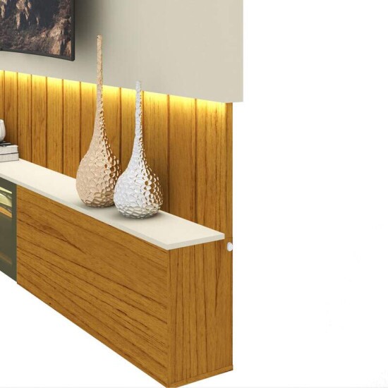 Home Suspenso 2,30m Soberano Reflecta Nature/Off com LED 100% MDF para TV at� 85\" - Gelius
