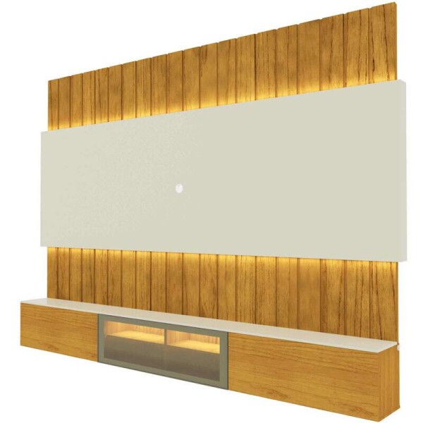 Home Suspenso Soberano Reflecta Nature/Off C/Led 100% MDF TV at 85 Polegadas Larg. 2.30m - Gelius