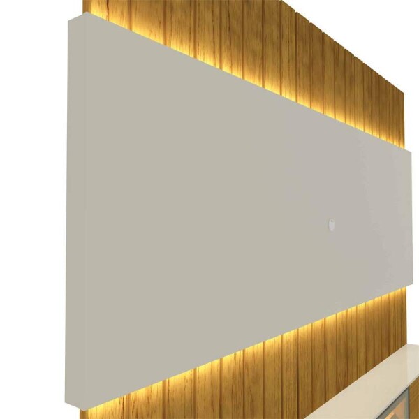 Home Suspenso Soberano Reflecta Nature/Off C/Led 100% MDF TV at 85 Polegadas Larg. 2.30m - Gelius