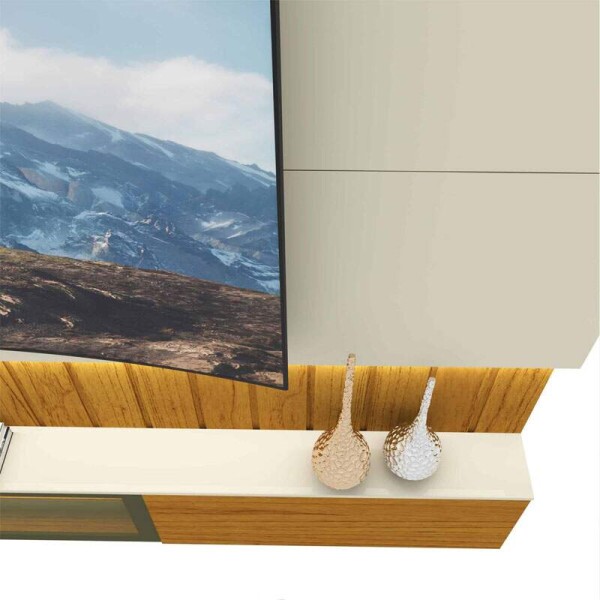 Home Suspenso Soberano Reflecta Nature/Off C/Led 100% MDF TV at 85 Polegadas Larg. 2.30m - Gelius