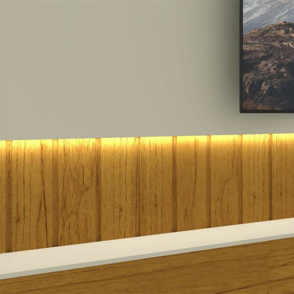 Home Suspenso Soberano Reflecta Nature/Off C/Led 100% MDF TV at 85 Polegadas Larg. 2.30m - Gelius