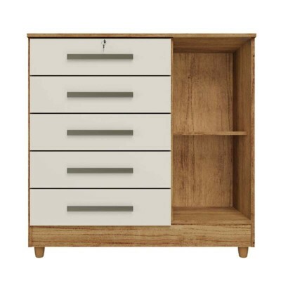 Cmoda Vitria com 5 Gavetas e 1 Porta Cedro/Areia com Ps Rud Rack