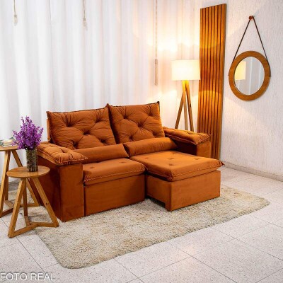 Sof Retrtil Reclinvel Chile 1.96m Veludo Terracota 407 - D28 Sof