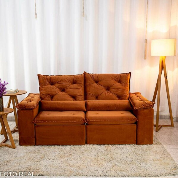Sof Retrtil Reclinvel Chile 1.96m Veludo Terracota 407 - D28 Sof