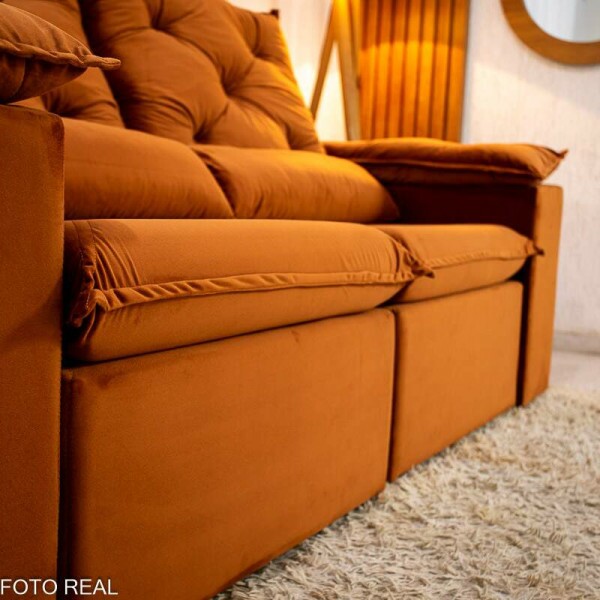 Sof Retrtil Reclinvel Chile 1.96m Veludo Terracota 407 - D28 Sof