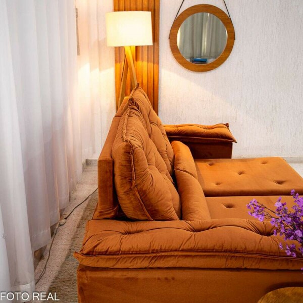 Sof Retrtil Reclinvel Chile 1.96m Veludo Terracota 407 - D28 Sof